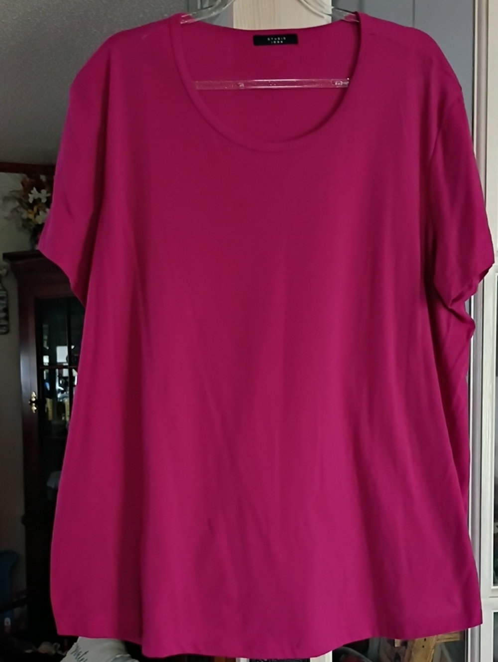 Studio 1886 Fuchsia Short Sleeve Scoop Neck Top